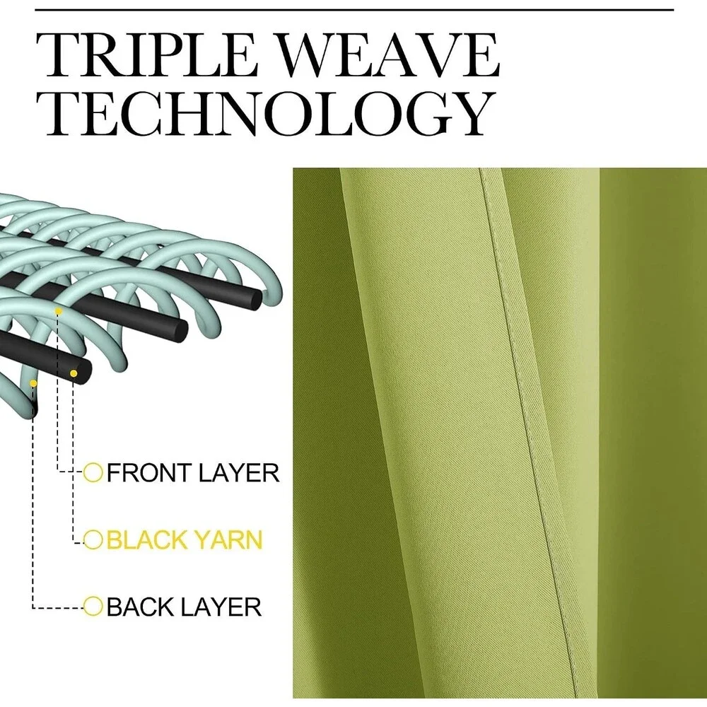 NICETOWN Grass Green Blackout Curtains 52x95 Set of 2 Window Panels 84